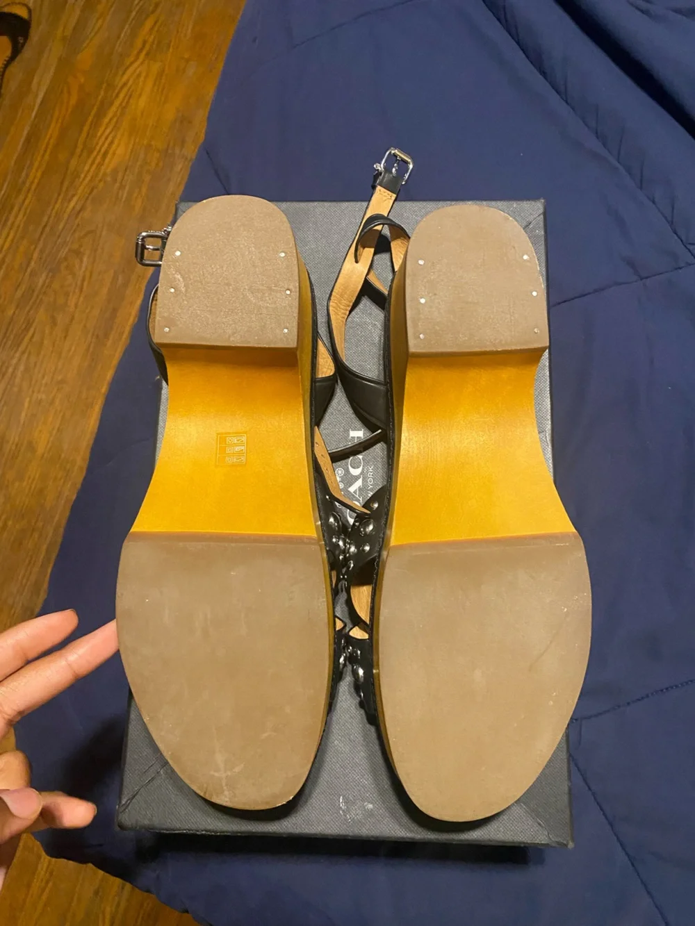 Women’s Coach Black Studded Leather Sandals